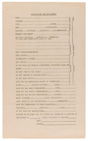 Lot #506 Walt Disney Productions Job Application Package (1936) - Image 6