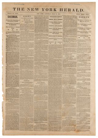 Lot #386 William T. Sherman: Collection of (10) Civil War-Dated Issues of The New York Herald (July–December 1864) - Image 2