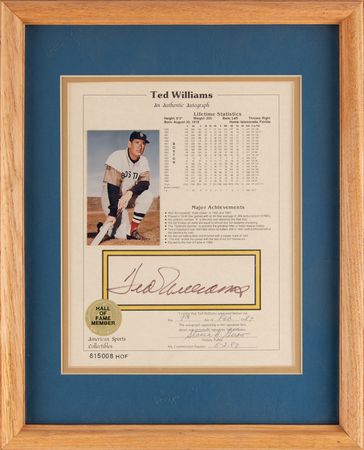 Lot #795 Ted Williams Signed Stat Sheet - Image 2