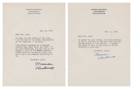 Lot #495 Norman Rockwell (2) Typed Letters Signed - Image 1