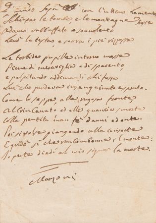 Lot #537 Onofrio Minzoni Autograph Poem Signed - Image 1