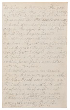 Lot #211 Isaac M. Singer Twice-Signed Autograph Letter on Sewing Machine Improvements, with Two Sketched Diagrams - Image 3