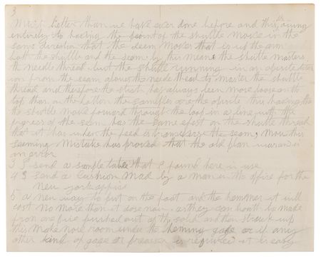 Lot #211 Isaac M. Singer Twice-Signed Autograph Letter on Sewing Machine Improvements, with Two Sketched Diagrams - Image 4