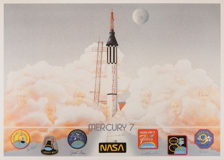 Lot #454 Mercury Astronauts Signed Print - Image 1