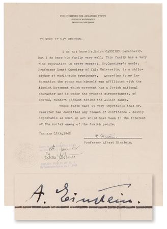Lot #218 Albert Einstein Typed Letter Signed, Supporting an Emigrant Car Dealer from Breslau in World War II - Image 1