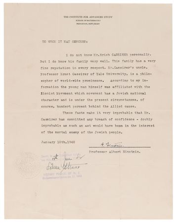 Lot #218 Albert Einstein Typed Letter Signed, Supporting an Emigrant Car Dealer from Breslau in World War II - Image 2