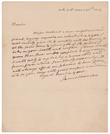 Lot #11 James Monroe Autograph Letter Signed to