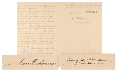 Lot #15 James K. Polk and James Buchanan Document Signed as President and Secretary of State - Image 1