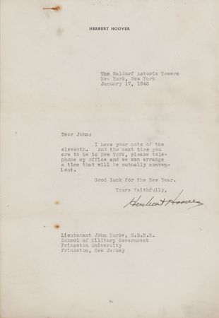 Lot #90 Herbert Hoover (3) War-Dated Typed Letters Signed - Image 2