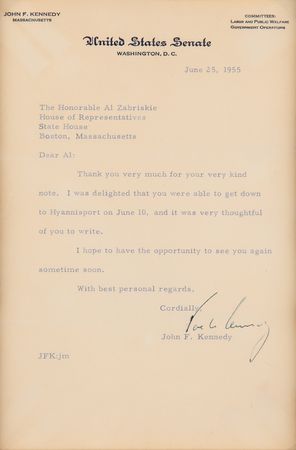 Lot #40 John F. Kennedy Typed Letter Signed as a United States Senator - Image 3