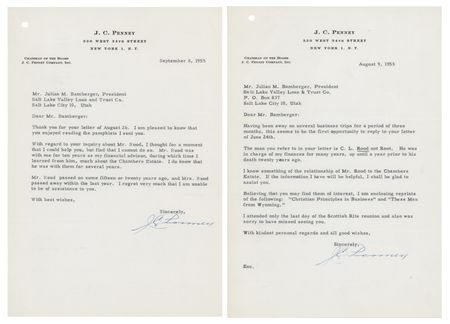 Lot #323 J. C. Penney (2) Typed Letters Signed - Image 1