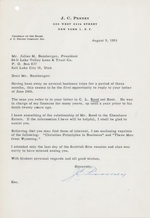Lot #323 J. C. Penney (2) Typed Letters Signed - Image 2