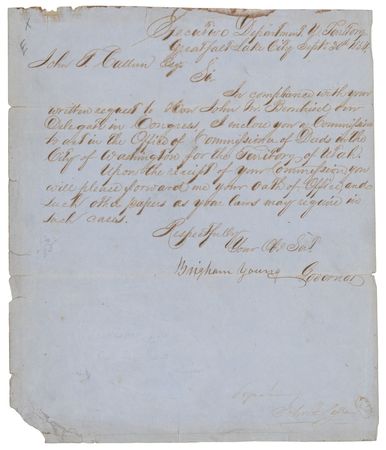 Lot #199 Brigham Young Letter Signed as Governor