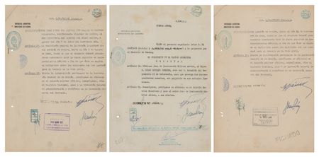 Lot #324 Juan Peron (3) Documents Signed - Image 1