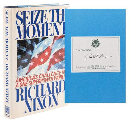 Lot #115 Richard Nixon Signed Book - Seize the Moment - Image 1