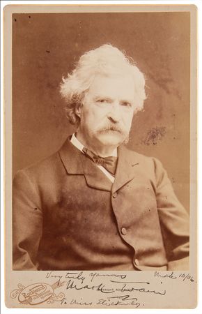 Lot #515 Samuel L. Clemens Signed Cabinet Photograph with First American Edition (Early State) of Adventures of Huckleberry Finn - Image 2