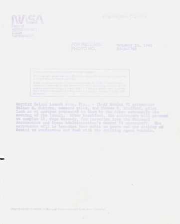 Lot #441 Gemini 6: Wally Schirra and Tom Stafford Signed Photograph - Image 2