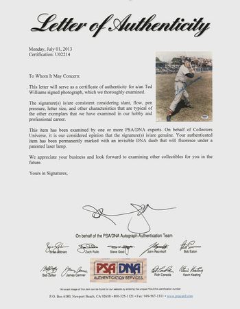 Lot #797 Ted Williams Signed Photograph - Image 2