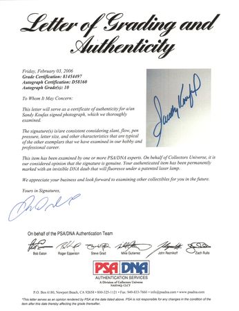 Lot #781 Sandy Koufax Signed Photograph - Image 2