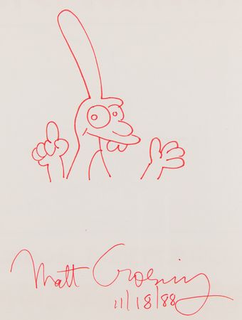 Lot #509 Matt Groening Signed Sketch in Book - Childhood Is Hell - Image 2