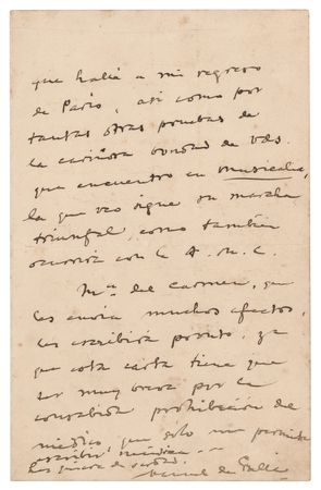 Lot #591 Manuel de Falla Autograph Letter Signed - Image 2