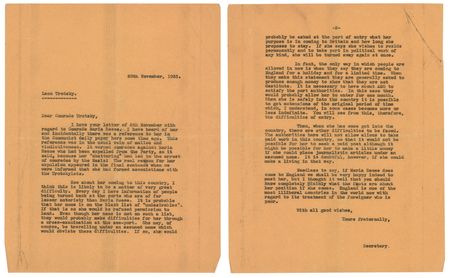 Lot #185 Leon Trotsky Typed Letter Signed on a Communist Activist: 