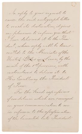 Lot #173 William Seward Letter Signed on the Assassination of President Lincoln - Image 3