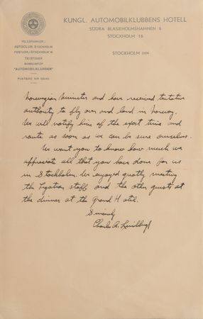 Lot #395 Charles Lindbergh Autograph Letter Signed During His 1933 Global Expedition - Image 3