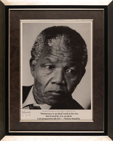 Lot #206 Nelson Mandela Signed Portrait Poster - Image 2