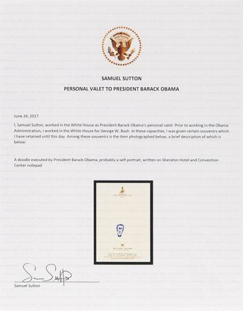 Lot #118 Barack Obama Original Self-Portrait Sketch as President - Image 3