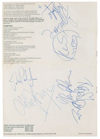 Lot #579 Led Zeppelin Signed Program for Roy Harper’s 1974 ‘Valentine’s Day Massacre' Concert - Image 2