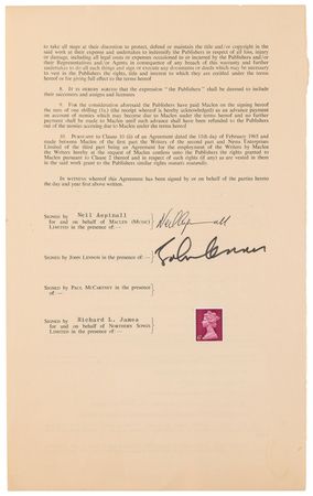 Lot #574 Beatles: John Lennon Signed Royalties Contract for 'Dear Prudence' - Image 1