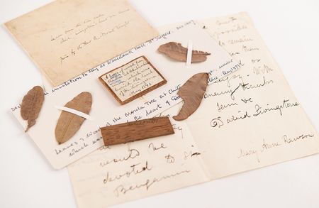 Lot #235 David Livingstone Autograph Letter Signed with Wood and Leaves 