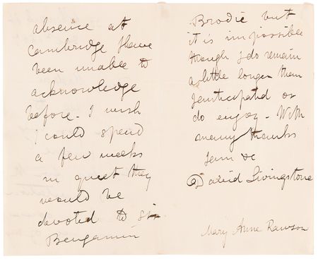 Lot #235 David Livingstone Autograph Letter Signed with Wood and Leaves 