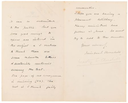 Lot #180 Winston Churchill Autograph Letter Signed, Regarding His Father's 1905 Biography, Lord Randolph Churchill - Image 3