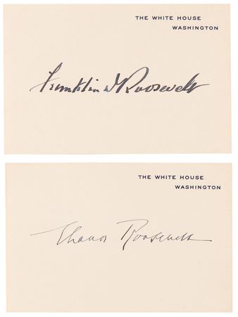 Lot #127 Franklin and Eleanor Roosevelt (2) Signed White House Cards - Image 1