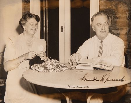 Lot #31 Franklin and Eleanor Roosevelt Signed Photograph as President and First Lady - Rare Dual-Signed 1941 Christmas Portrait from the White House - Image 1