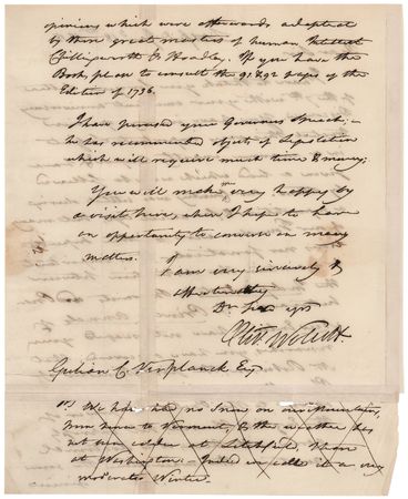 Lot #359 Oliver Wolcott, Jr. Autograph Letter Signed: 