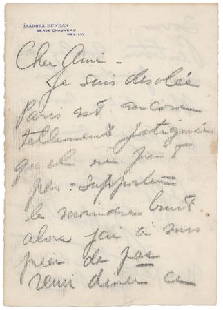 Lot #719 Isadora Duncan Autograph Letter Signed - Image 1