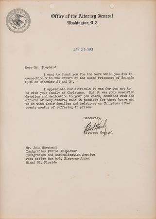 Lot #288 Robert F. Kennedy Typed Letter Signed as Attorney General on the 
