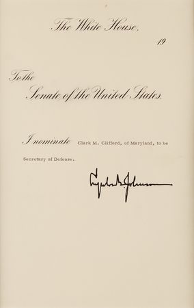 Lot #41 Lyndon B. Johnson (3) Documents Signed as President - The Historic Nomination and Appointment of Clark Clifford as the Secretary of Defense - Image 5