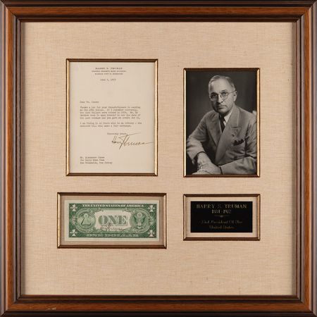 Lot #34 Harry S. Truman (2) Signed Items - One-Dollar Bill and Typed Letter - Image 1
