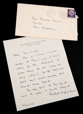 Lot #222 Robert Oppenheimer Autograph Letter Signed  After His Visiting Fellowship at Phillips Exeter Academy (1955) - Image 1
