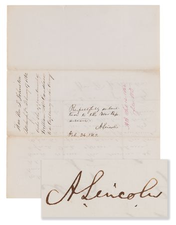 Lot #21 Abraham Lincoln Autograph Endorsement Signed as President - Image 1