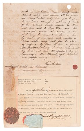 Lot #5044 Thomas Edison Document Signed for Phonograph Patent (1890) - Image 2