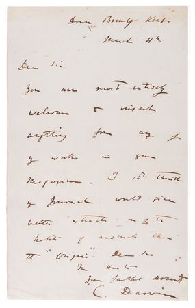 Lot #5041 Charles Darwin Autograph Letter Signed on 'On the Origin of Species' and 'Voyage of the Beagle' - Image 1