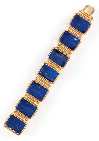 Lot #5021 Edwin Booth Family Collection: 14K Gold and Lapis Lazuli Bracelet - Image 4