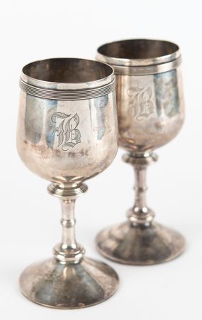 Lot #5023 Edwin Booth Family Collection: Two Sterling Silver Chalices, Engraved 