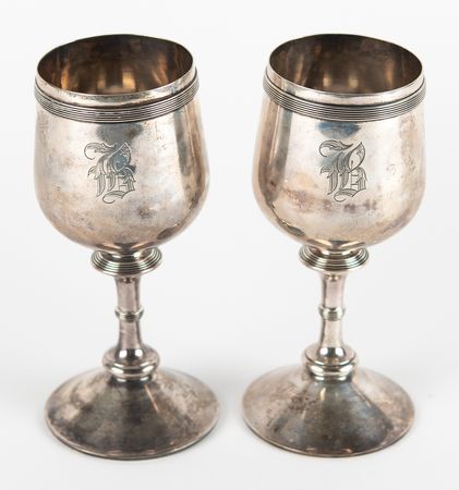 Lot #5023 Edwin Booth Family Collection: Two Sterling Silver Chalices, Engraved 
