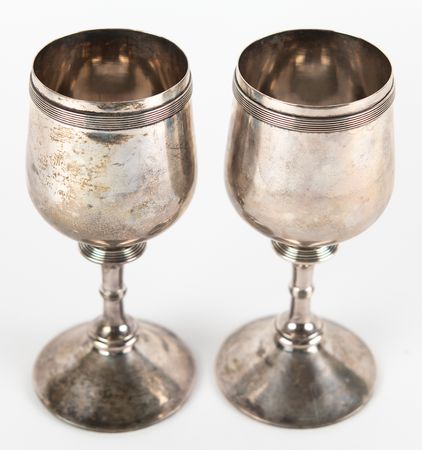 Lot #5023 Edwin Booth Family Collection: Two Sterling Silver Chalices, Engraved 